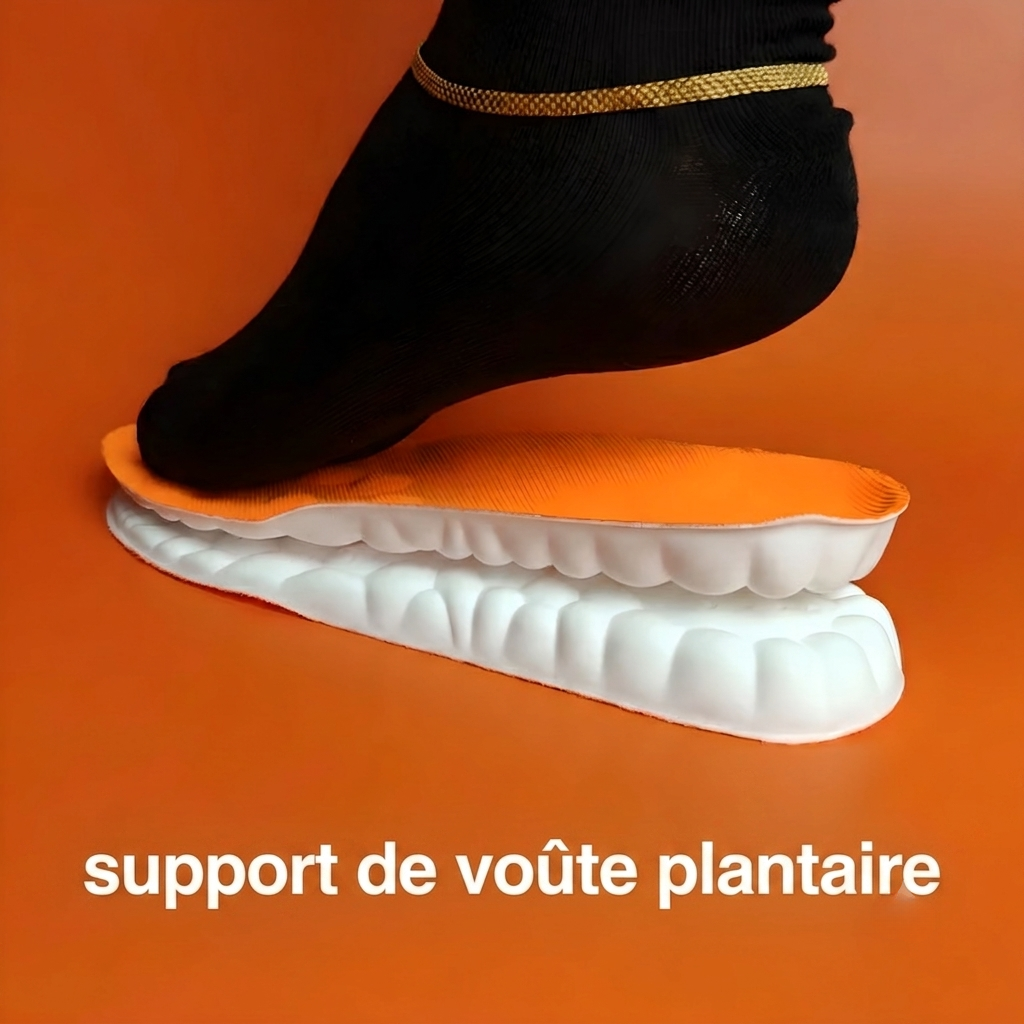 Semelle orthopédique 4D vue de profil montrant l'amorti mémoire de forme